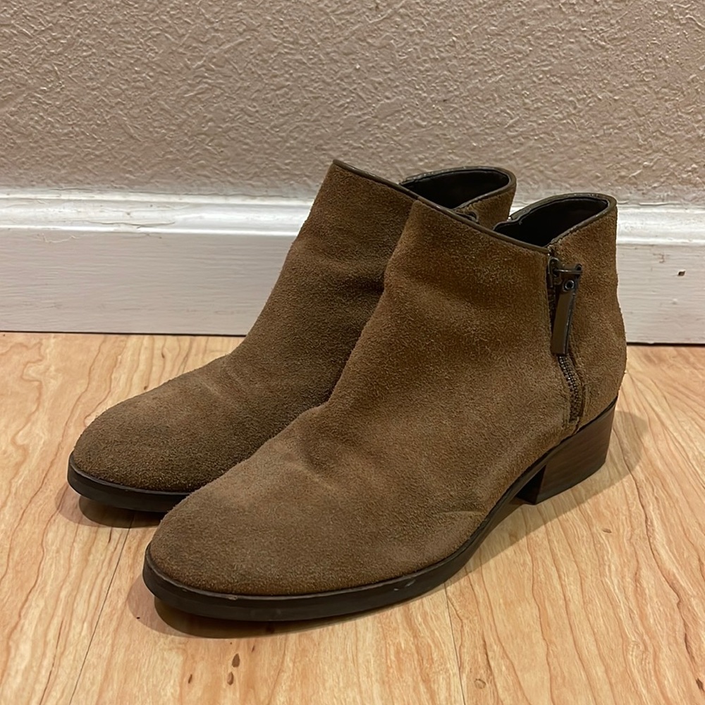 Cole Hann Hayes Flat Bootie Olive Suede